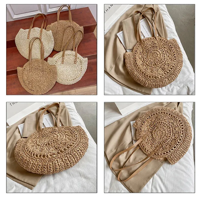 Summer Round Straw Tote Bag