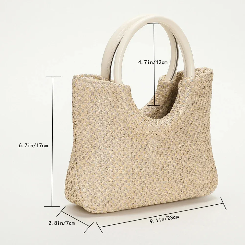 Summer Straw Top Handle Bag Beach Totes Woven Handbags 2023 Design Crossbody Bags for Women Branded Simple Female Shoulder Bags