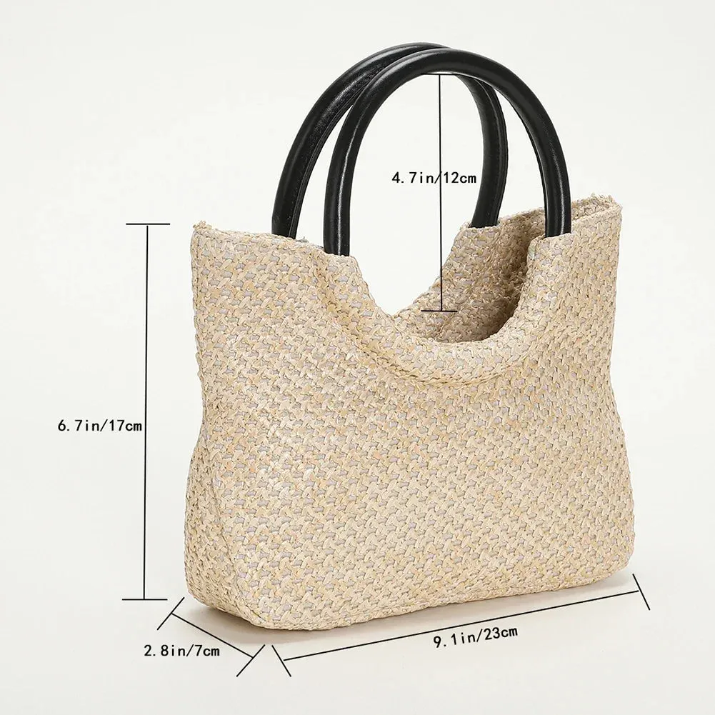 Summer Straw Top Handle Bag Beach Totes Woven Handbags 2023 Design Crossbody Bags for Women Branded Simple Female Shoulder Bags