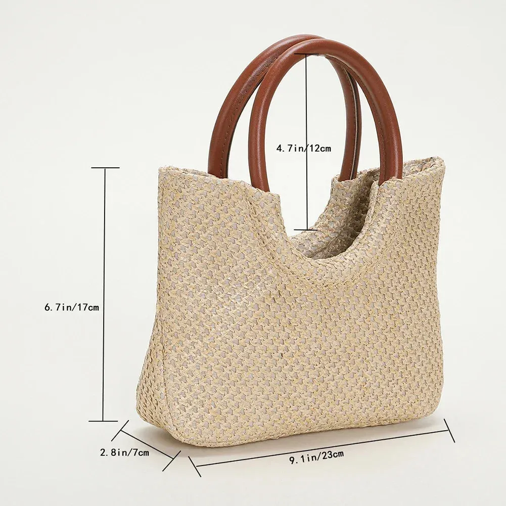 Summer Straw Top Handle Bag Beach Totes Woven Handbags 2023 Design Crossbody Bags for Women Branded Simple Female Shoulder Bags