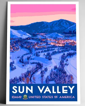 Sun Valley Idaho Vintage-Style Travel Poster - 8x10-12x18-18x24-24x36 / 4x6 Postcard WPA Style Art Print USA United States Ski Village Resort (18x24 Inch Poster)