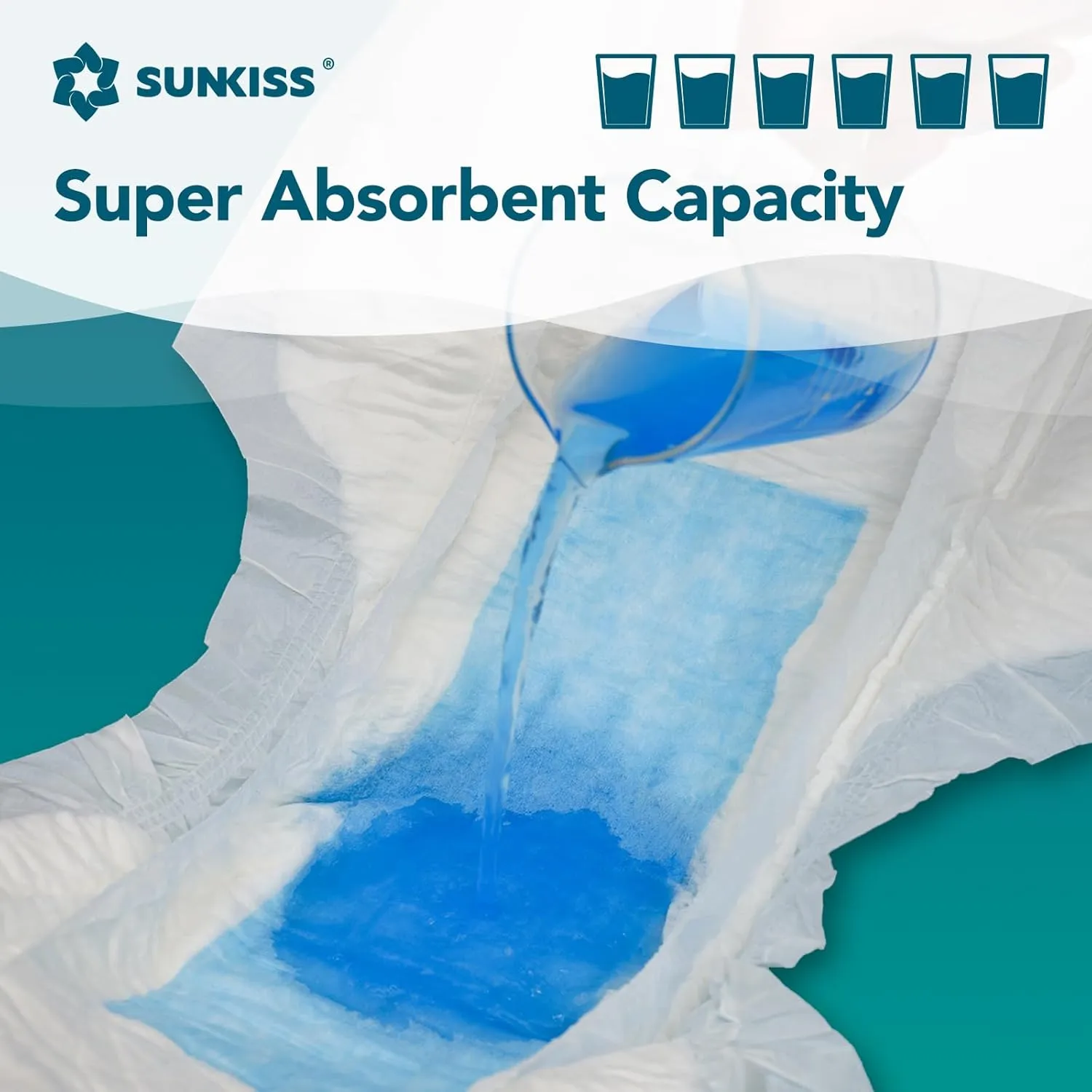 SUNKISS TrustPlus Overnight Adult Diapers with Tabs, Unisex Disposable Incontinence Briefs for Men and Women, Odor Control, Large, 12 Count