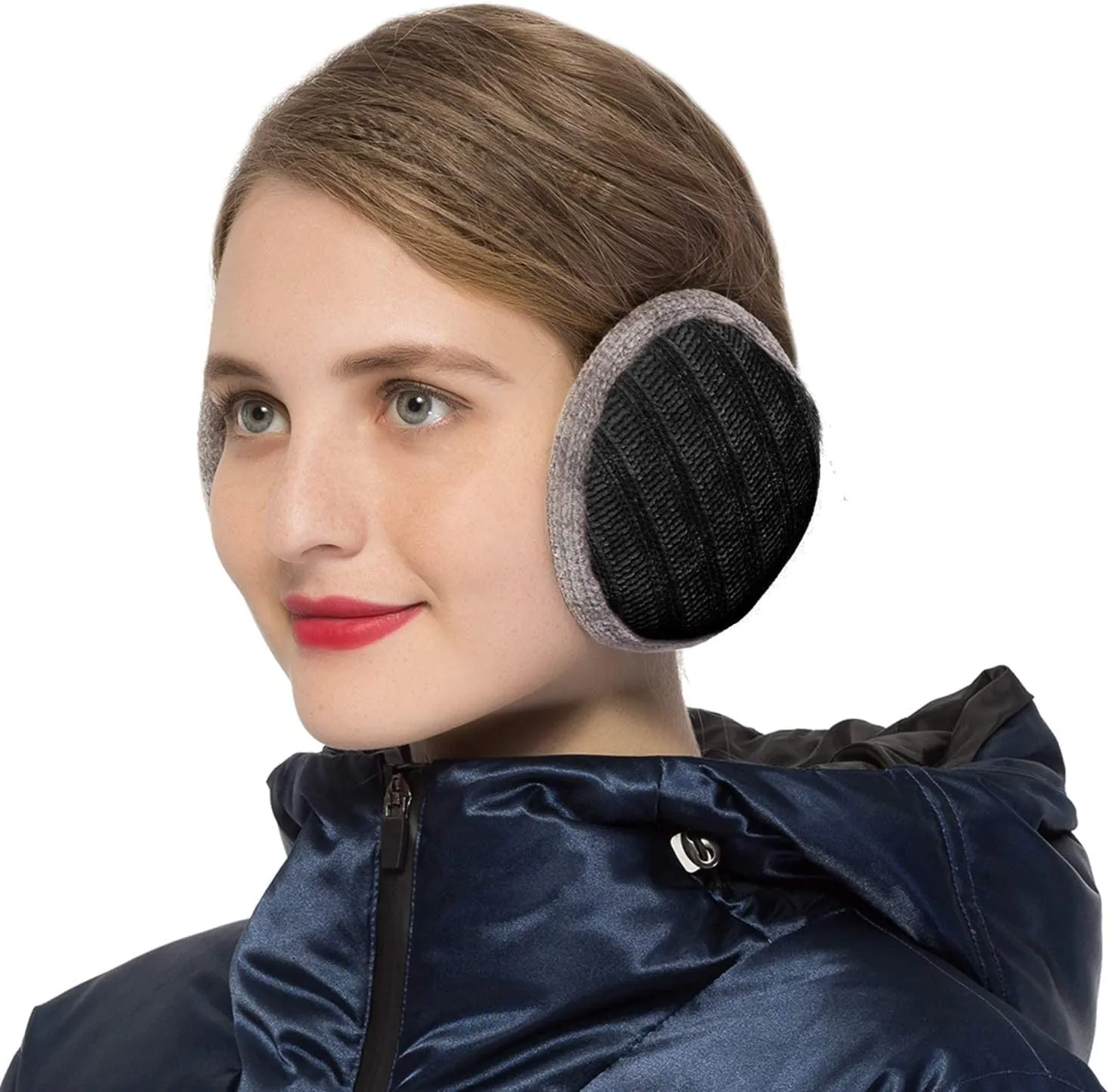 Surblue Unisex Warm Knit Earmuffs Cashmere Winter Pure Color Outdoor Fur Earwarmer