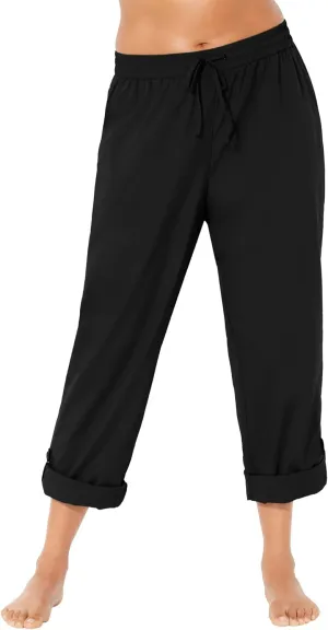 Swim 365 Women's Plus Size Taslon Cover Up Roll-Up Pant