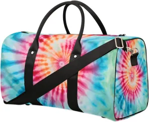 Swirl Tie Dye Travel Duffel Bag for Women Men Waterproof Foldable Overnight Weekender Bag Large Capacity Sports Gym Bag