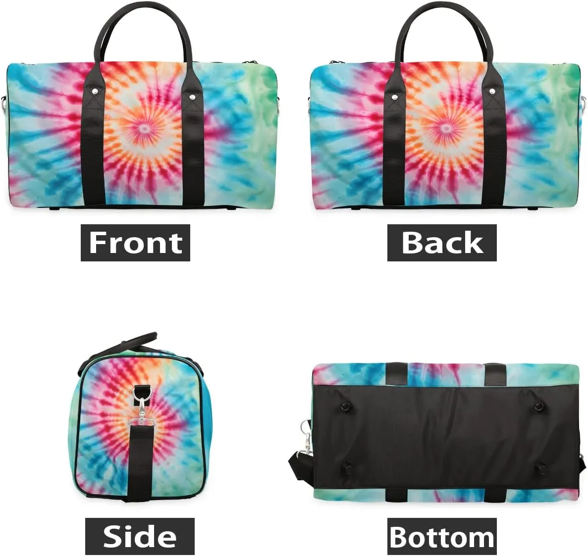 Swirl Tie Dye Travel Duffel Bag for Women Men Waterproof Foldable Overnight Weekender Bag Large Capacity Sports Gym Bag