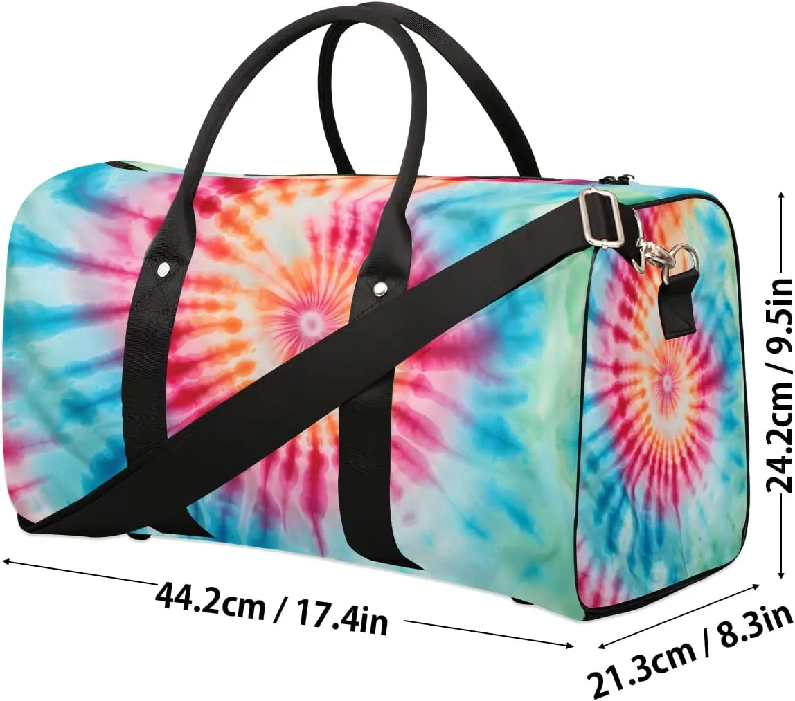 Swirl Tie Dye Travel Duffel Bag for Women Men Waterproof Foldable Overnight Weekender Bag Large Capacity Sports Gym Bag
