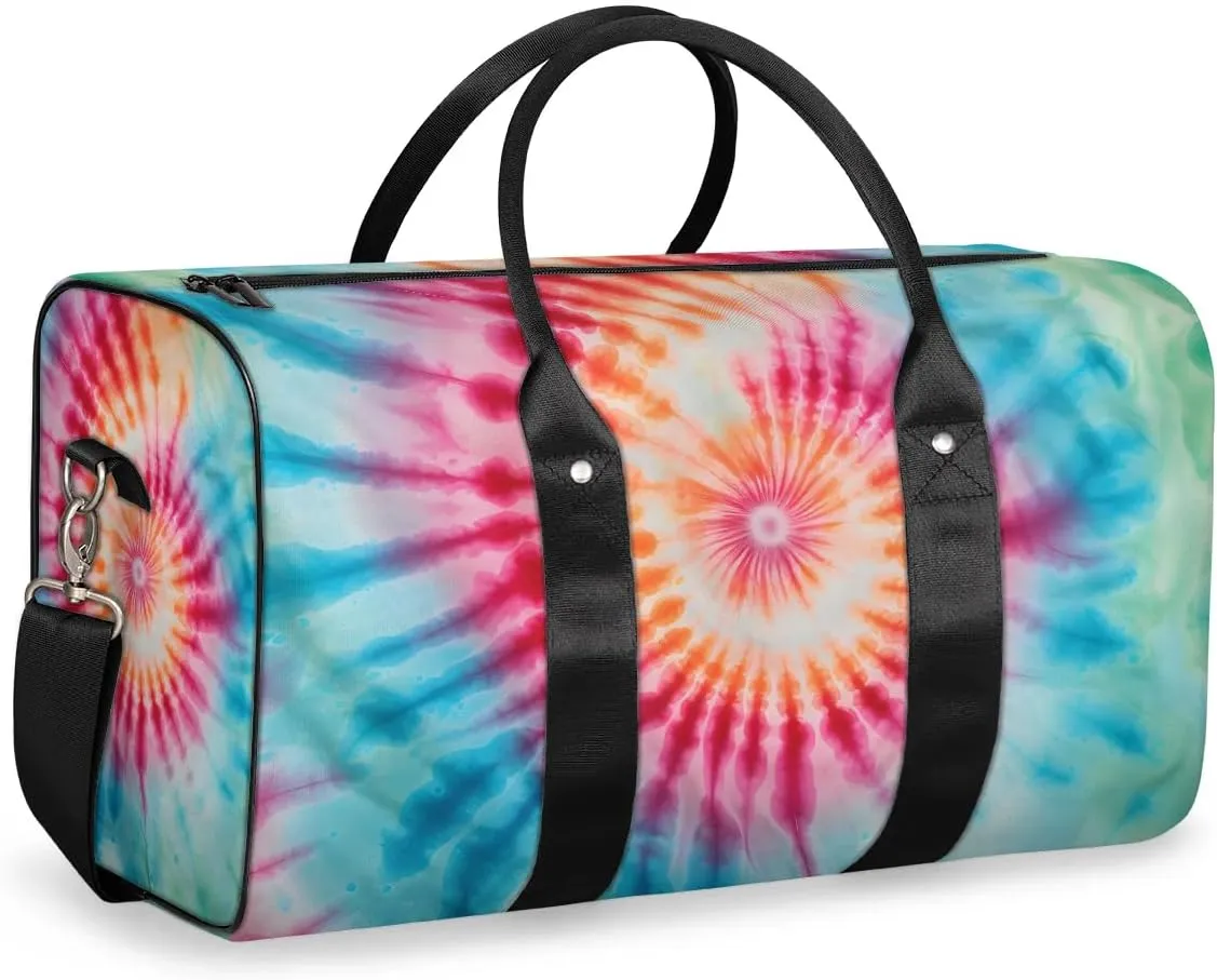 Swirl Tie Dye Travel Duffel Bag for Women Men Waterproof Foldable Overnight Weekender Bag Large Capacity Sports Gym Bag