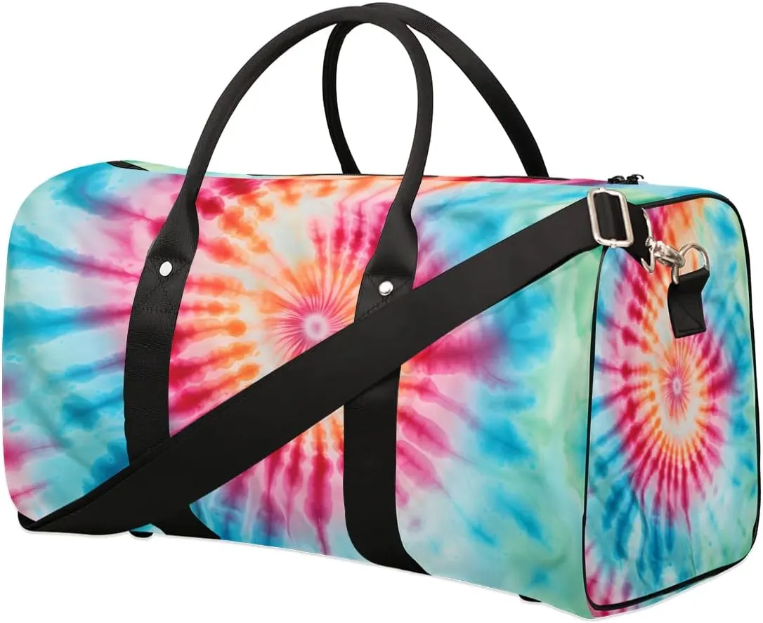 Swirl Tie Dye Travel Duffel Bag for Women Men Waterproof Foldable Overnight Weekender Bag Large Capacity Sports Gym Bag