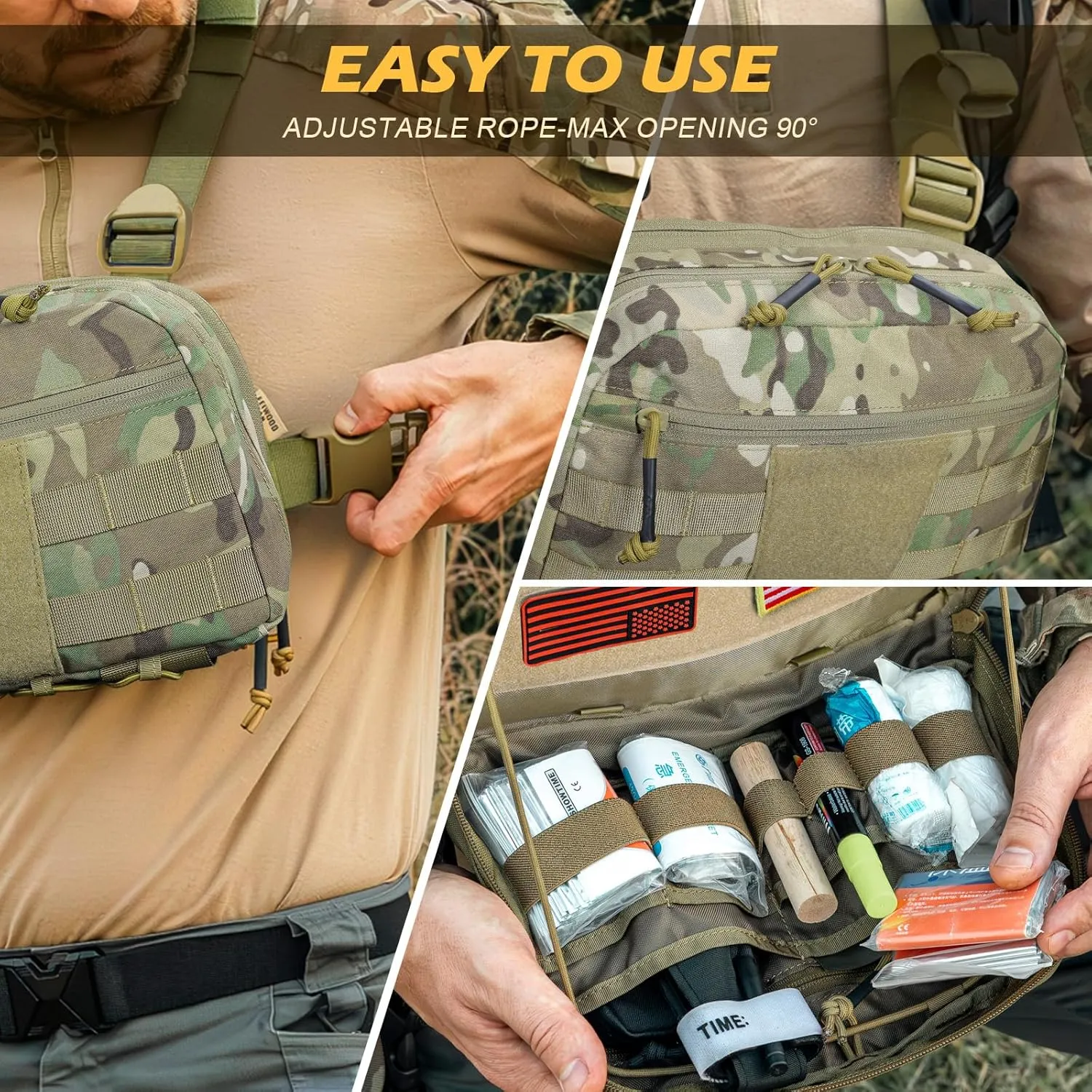 Tactical Chest Pack Bag Molle EDC Pouch Bag with CCW Compartment Adjustable Strap Workouts Fishing Hunting