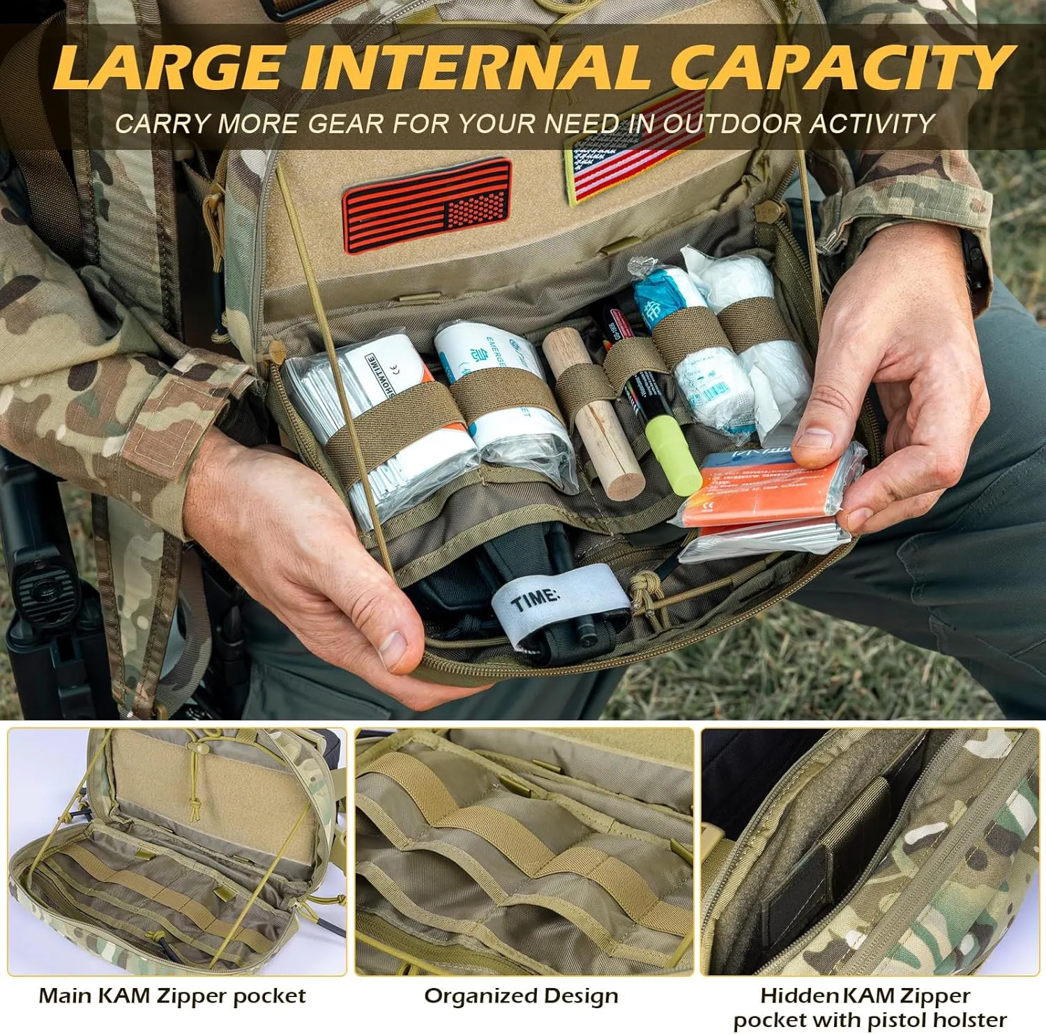 Tactical Chest Pack Bag Molle EDC Pouch Bag with CCW Compartment Adjustable Strap Workouts Fishing Hunting