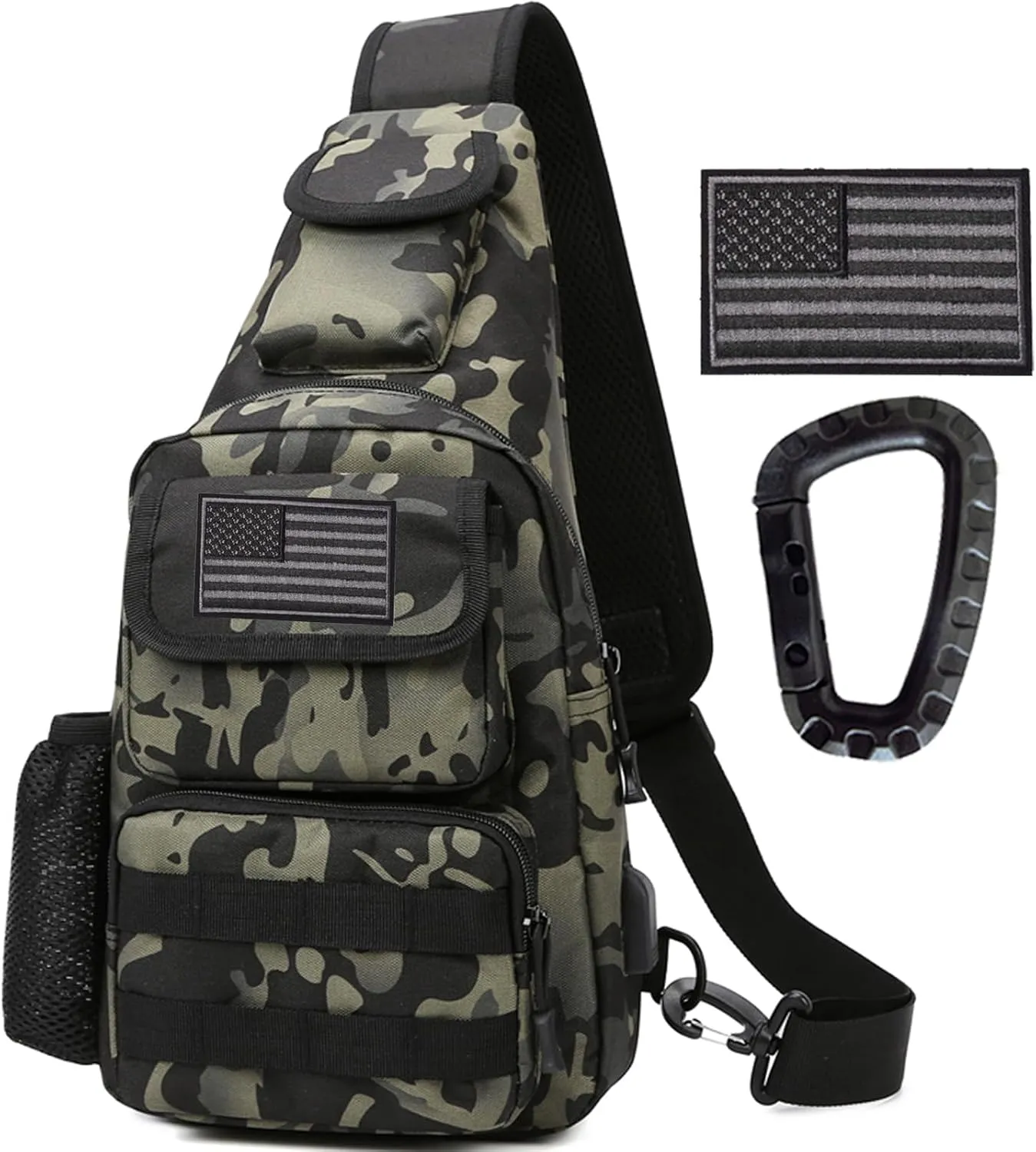 Tactical Shoulder Bag - 1000D Molle Military Backpack Outdoor Daypack Chest Pack (Gray Camo)
