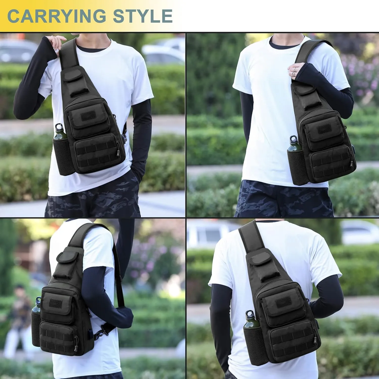 Tactical Shoulder Bag - 1000D Molle Military Backpack Outdoor Daypack Chest Pack (Gray Camo)