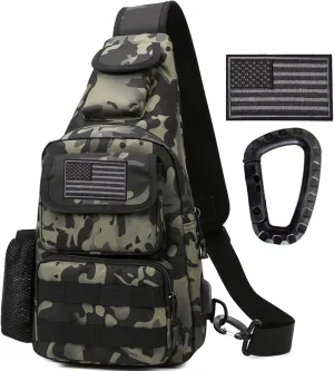 Tactical Shoulder Bag - 1000D Molle Military Backpack Outdoor Daypack Chest Pack (Gray Camo)