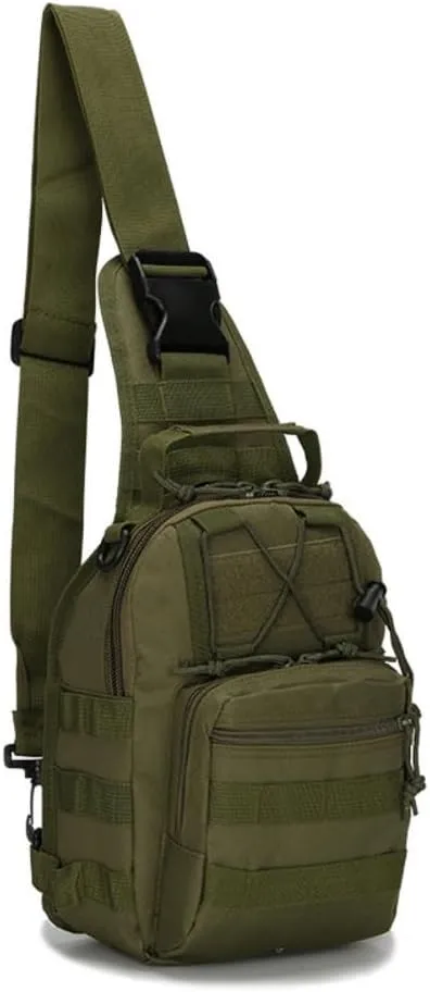 Tactical Sling Backpack, Military Shoulder Bag, Molle Crossbody Pack (Military Green)