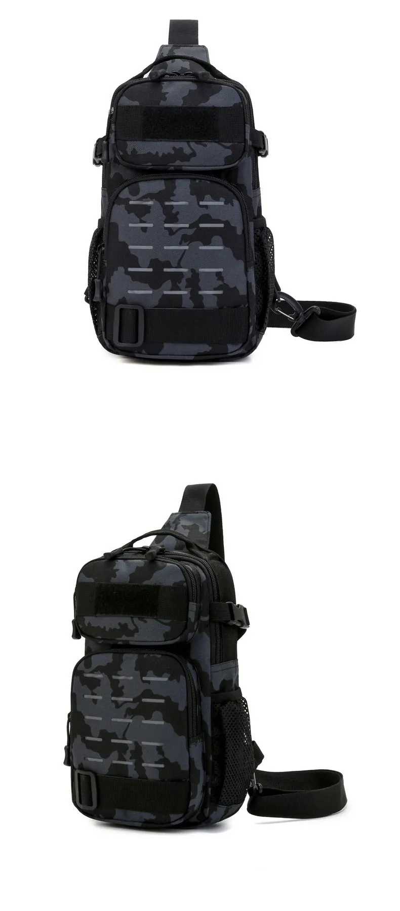 Tactical Sling Shoulder Bags Waterproof Night Reflective Strip Pack EDC Molle Chest Bag 10L Capacity Black