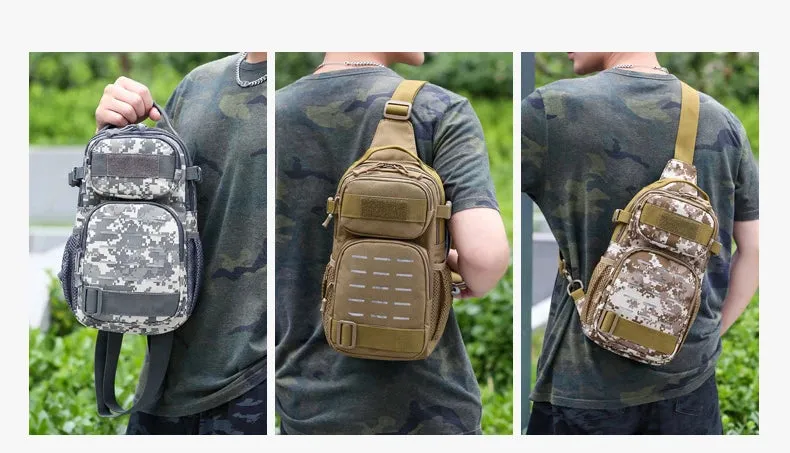 Tactical Sling Shoulder Bags Waterproof Night Reflective Strip Pack EDC Molle Chest Bag 10L Capacity Black