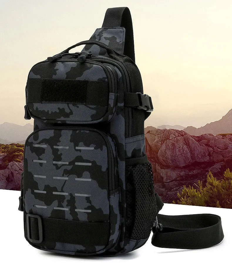 Tactical Sling Shoulder Bags Waterproof Night Reflective Strip Pack EDC Molle Chest Bag 10L Capacity Black