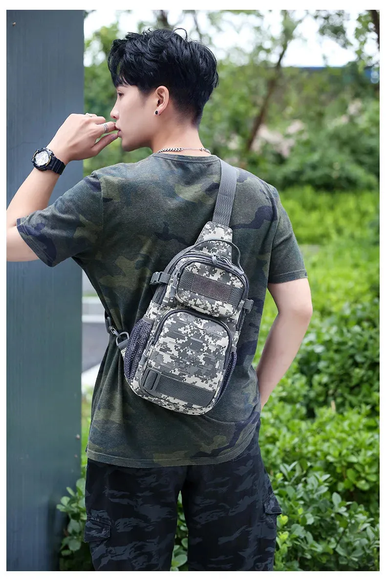 Tactical Sling Shoulder Bags Waterproof Night Reflective Strip Pack EDC Molle Chest Bag 10L Capacity Black