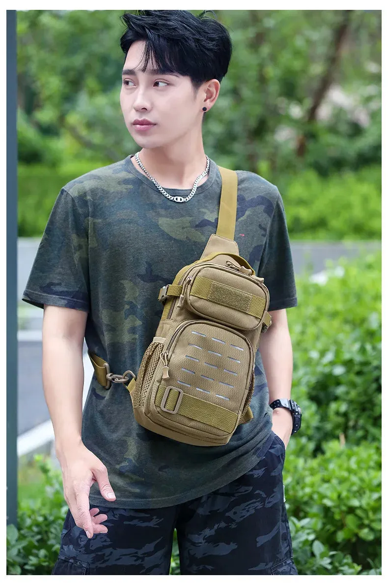 Tactical Sling Shoulder Bags Waterproof Night Reflective Strip Pack EDC Molle Chest Bag 10L Capacity Black