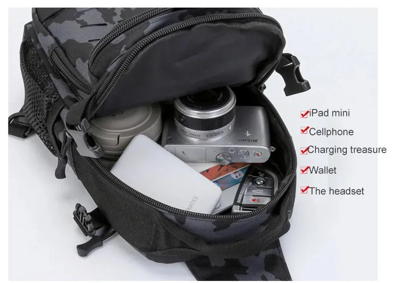 Tactical Sling Shoulder Bags Waterproof Night Reflective Strip Pack EDC Molle Chest Bag 10L Capacity Black