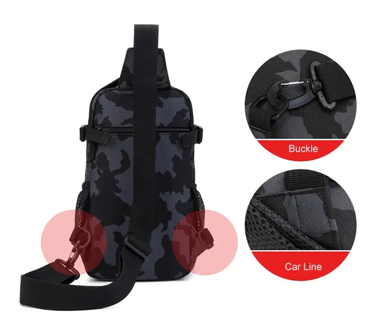 Tactical Sling Shoulder Bags Waterproof Night Reflective Strip Pack EDC Molle Chest Bag 10L Capacity Black