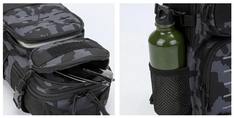 Tactical Sling Shoulder Bags Waterproof Night Reflective Strip Pack EDC Molle Chest Bag 10L Capacity Black