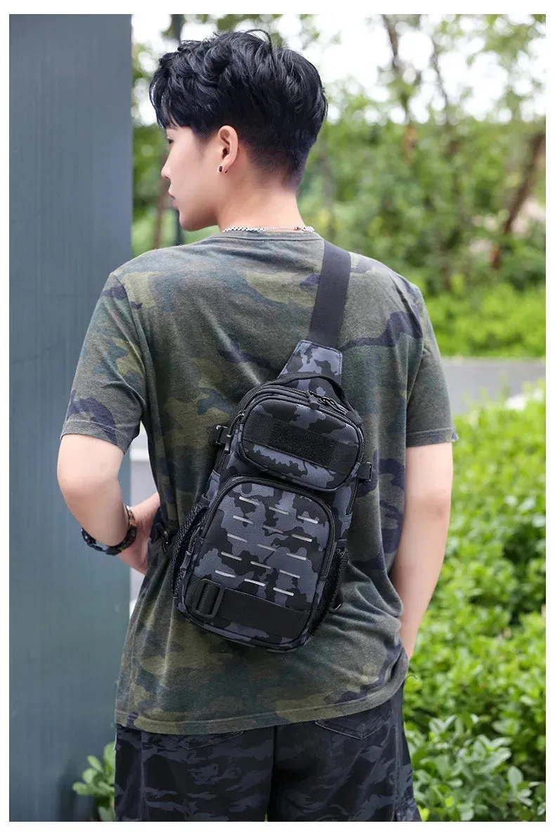 Tactical Sling Shoulder Bags Waterproof Night Reflective Strip Pack EDC Molle Chest Bag 10L Capacity Black
