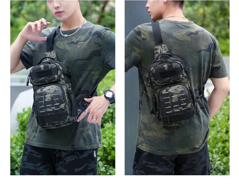 Tactical Sling Shoulder Bags Waterproof Night Reflective Strip Pack EDC Molle Chest Bag 10L Capacity Black