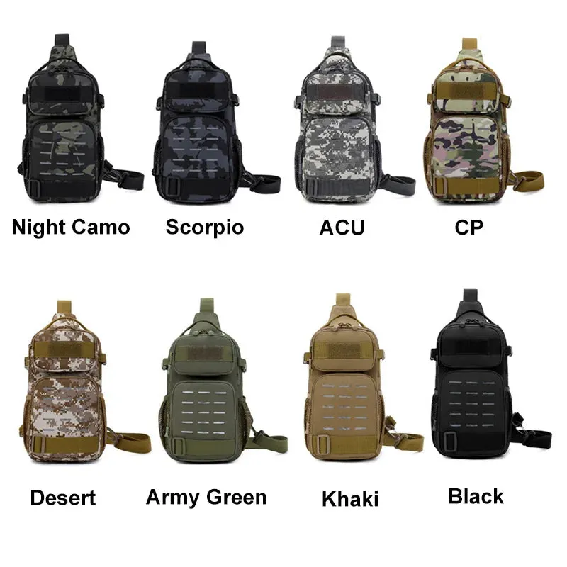 Tactical Sling Shoulder Bags Waterproof Night Reflective Strip Pack EDC Molle Chest Bag 10L Capacity Black