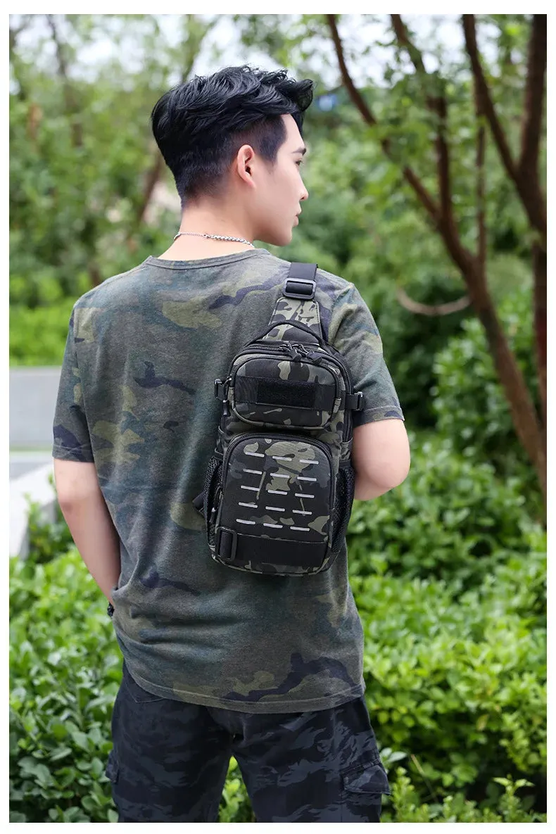 Tactical Sling Shoulder Bags Waterproof Night Reflective Strip Pack EDC Molle Chest Bag 10L Capacity Black