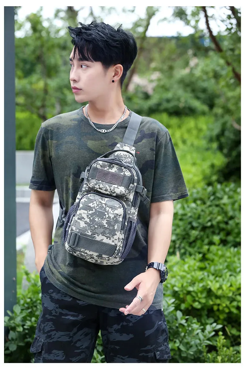 Tactical Sling Shoulder Bags Waterproof Night Reflective Strip Pack EDC Molle Chest Bag 10L Capacity Black