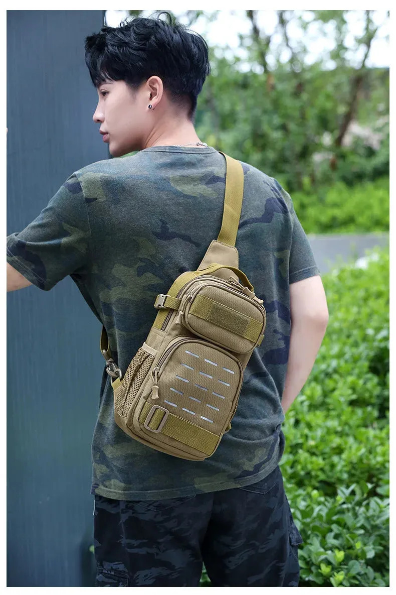 Tactical Sling Shoulder Bags Waterproof Night Reflective Strip Pack EDC Molle Chest Bag 10L Capacity Black