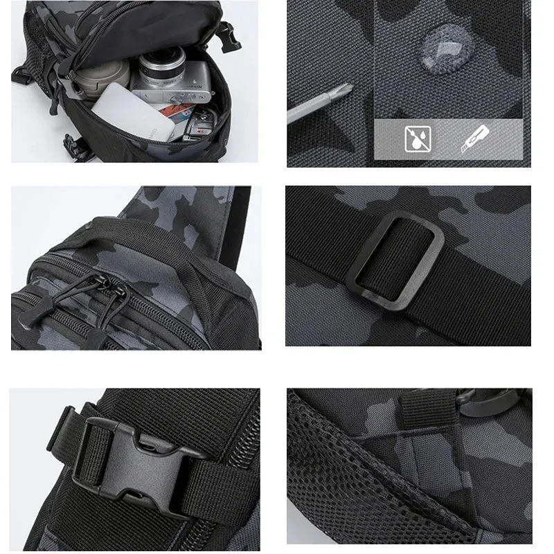 Tactical Sling Shoulder Bags Waterproof Night Reflective Strip Pack EDC Molle Chest Bag 10L Capacity Black