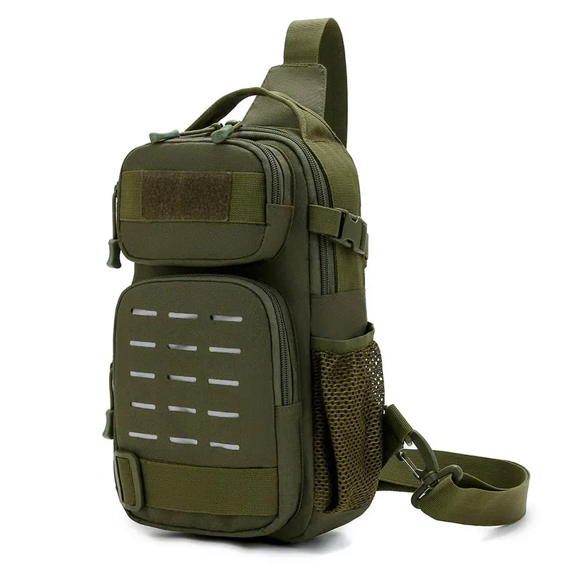 Tactical Sling Shoulder Bags Waterproof Night Reflective Strip Pack EDC Molle Chest Bag 10L Capacity Black