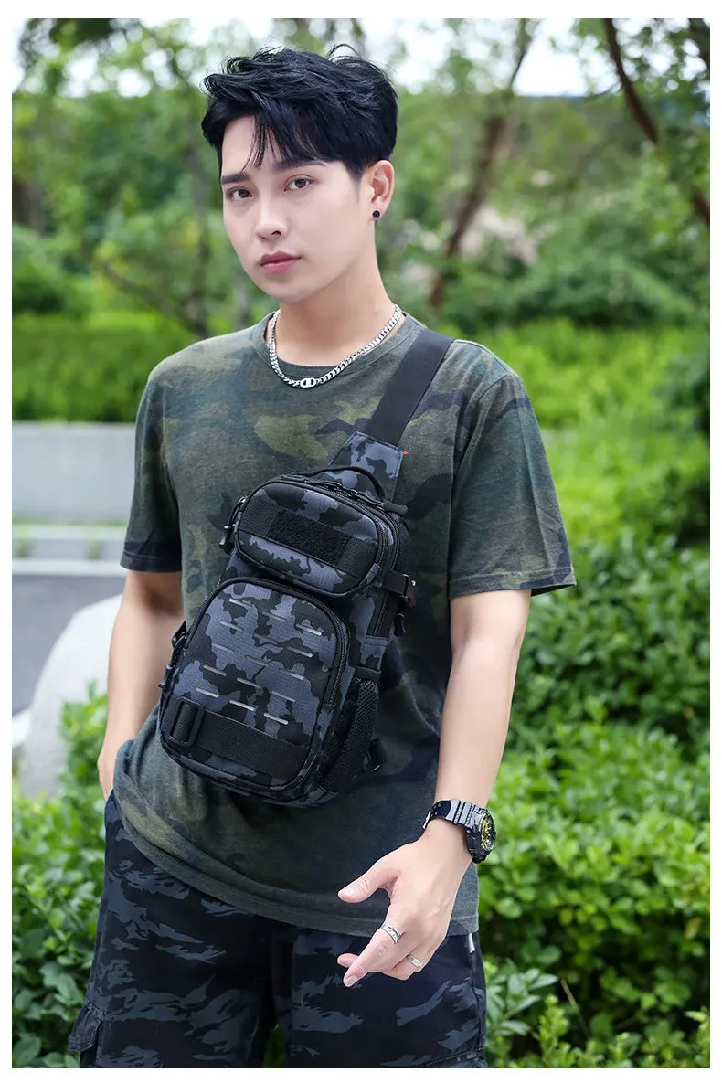 Tactical Sling Shoulder Bags Waterproof Night Reflective Strip Pack EDC Molle Chest Bag 10L Capacity Black