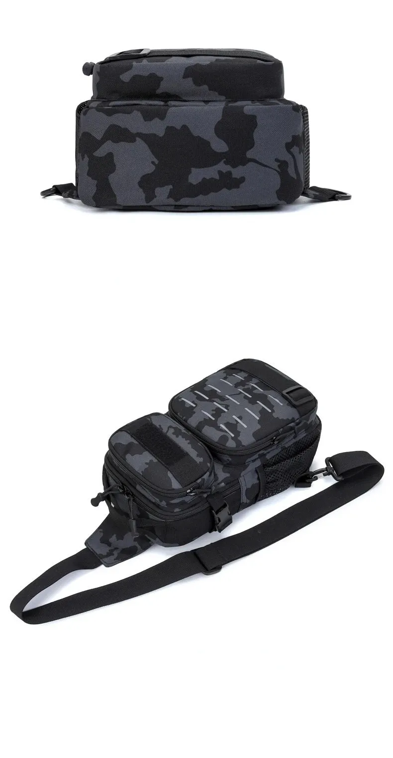 Tactical Sling Shoulder Bags Waterproof Night Reflective Strip Pack EDC Molle Chest Bag 10L Capacity Black