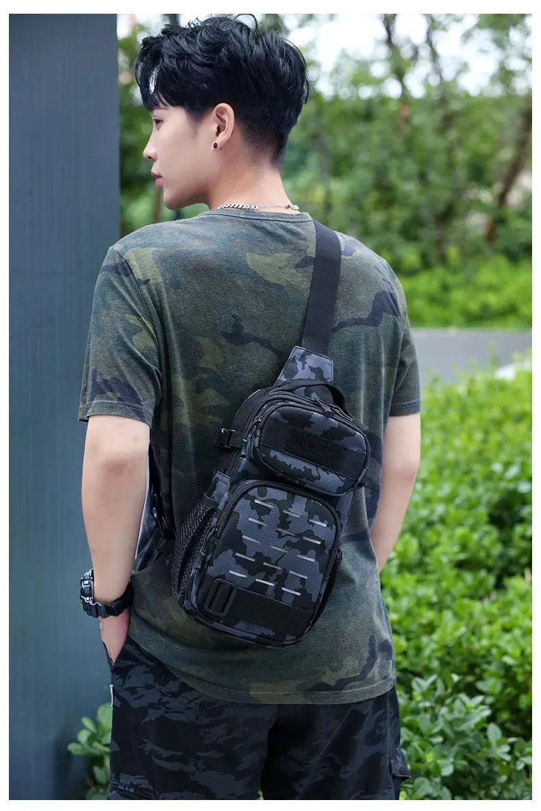 Tactical Sling Shoulder Bags Waterproof Night Reflective Strip Pack EDC Molle Chest Bag 10L Capacity Black