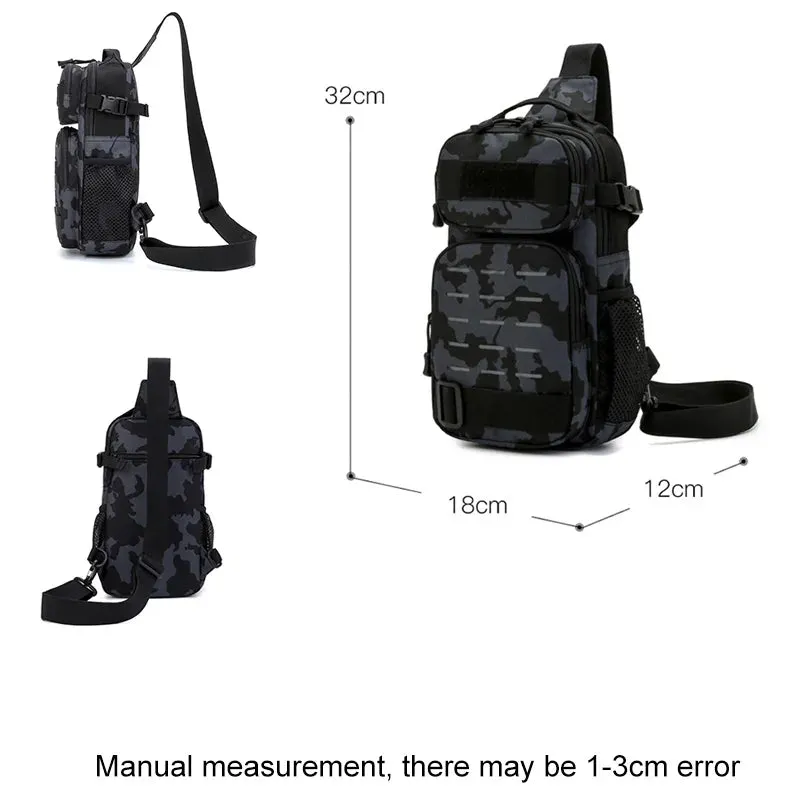 Tactical Sling Shoulder Bags Waterproof Night Reflective Strip Pack EDC Molle Chest Bag 10L Capacity Black