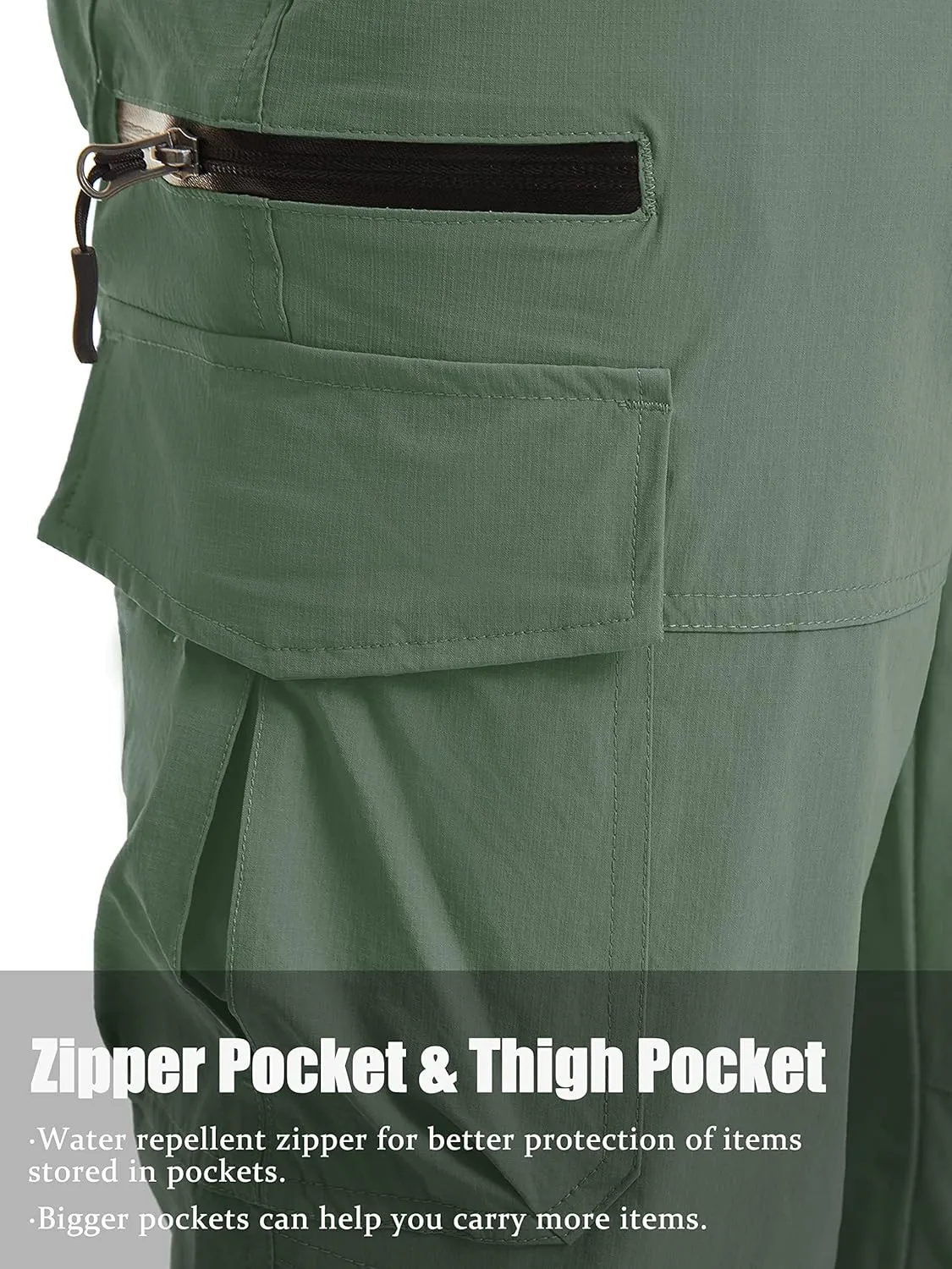 TACVASEN Men's Capri Pants Quick Dry Cargo Hiking Water Resistant Work Summer Long Shorts Below Knee
