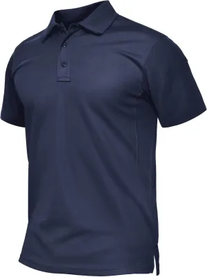 TACVASEN Mens Polo Shirt Short Sleeve Tactical Performance Collared Work Golf Shirts Dry Fit Pique Polos for Summer
