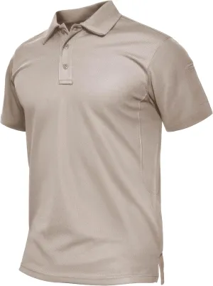 TACVASEN Mens Polo Shirt Short Sleeve Tactical Performance Collared Work Golf Shirts Dry Fit Pique Polos for Summer