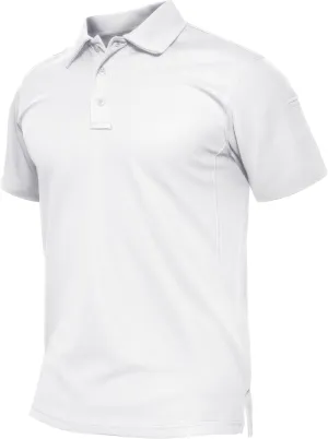 TACVASEN Mens Polo Shirt Short Sleeve Tactical Performance Collared Work Golf Shirts Dry Fit Pique Polos for Summer