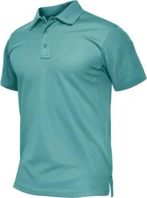 TACVASEN Mens Polo Shirt Short Sleeve Tactical Performance Collared Work Golf Shirts Dry Fit Pique Polos for Summer