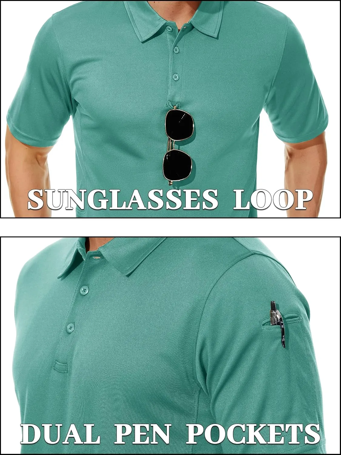 TACVASEN Mens Polo Shirt Short Sleeve Tactical Performance Collared Work Golf Shirts Dry Fit Pique Polos for Summer