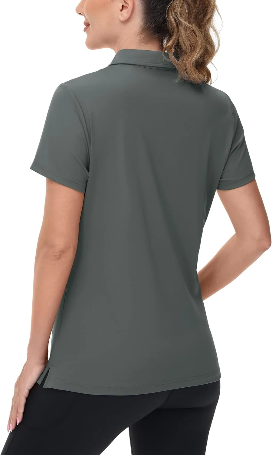 TACVASEN Women's V-Neck Polo Shirts UPF 50  Short Sleeve Sun Protection Quick Dry Golf Polos Collared Shirt