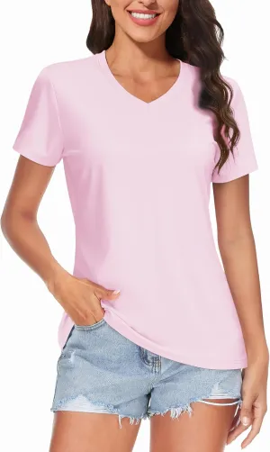 TACVASEN Workout Tops for Women UPF 50  Sun Protection V-Neck T Shirts Short Sleeve Quick Dry Athletic Running Shirts