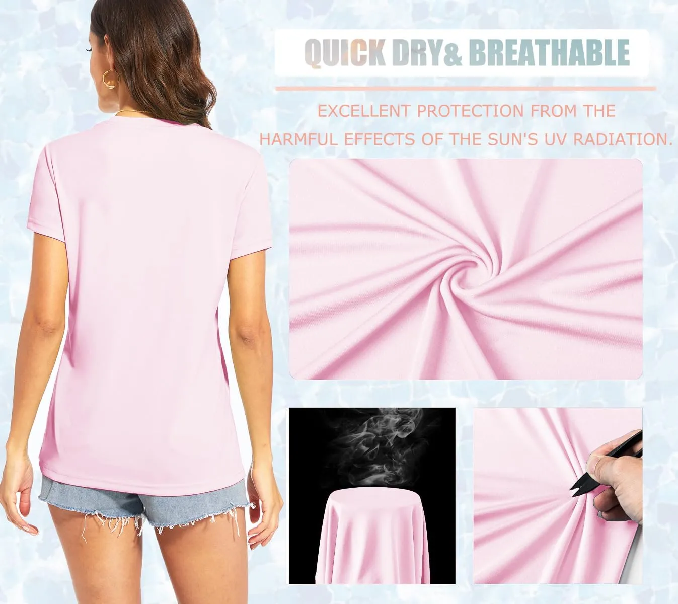 TACVASEN Workout Tops for Women UPF 50  Sun Protection V-Neck T Shirts Short Sleeve Quick Dry Athletic Running Shirts