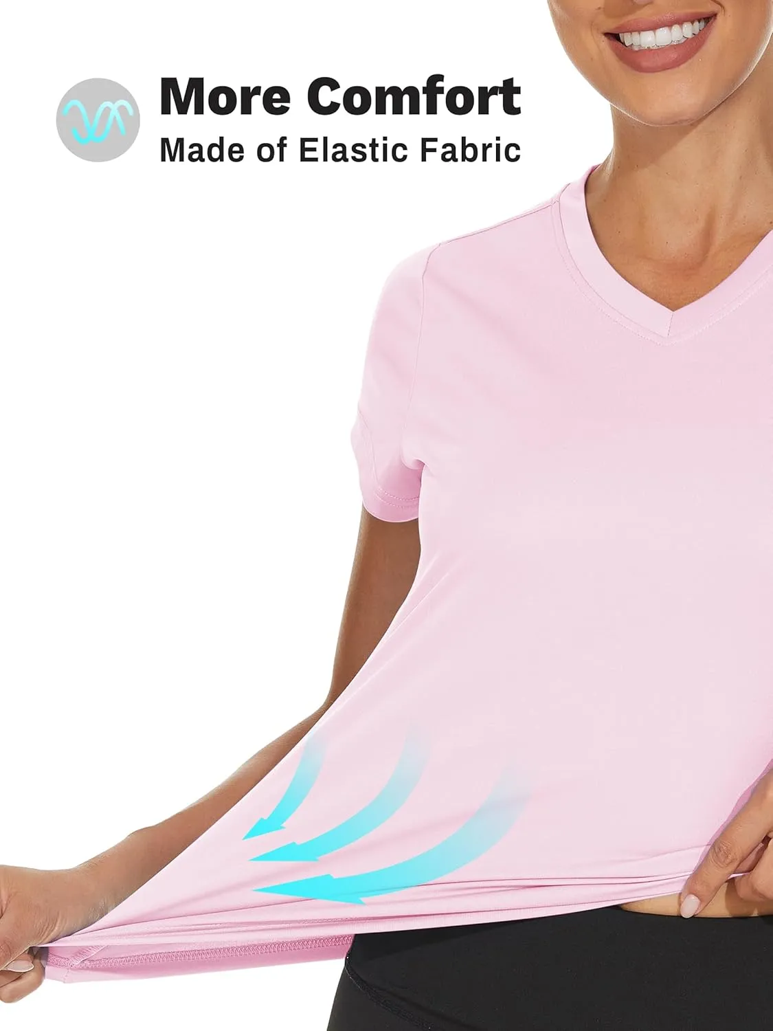 TACVASEN Workout Tops for Women UPF 50  Sun Protection V-Neck T Shirts Short Sleeve Quick Dry Athletic Running Shirts
