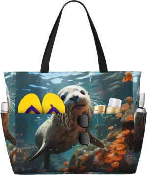 Take A Trip In The Car Spacious Large Capacity Beach Travel Bag - Foldable Beach Bag Tote Bag With Zipper
